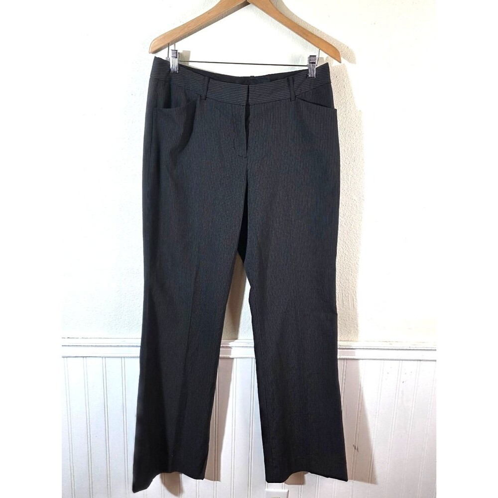 Anne Klein Womens Suit Dress Pants Size 8 Blac Pinstripe Career Trouser Straight